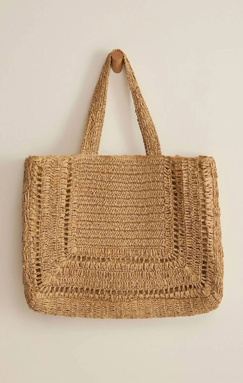 NEW Z SUPPLY women's shideaway raffia tote bag in natural